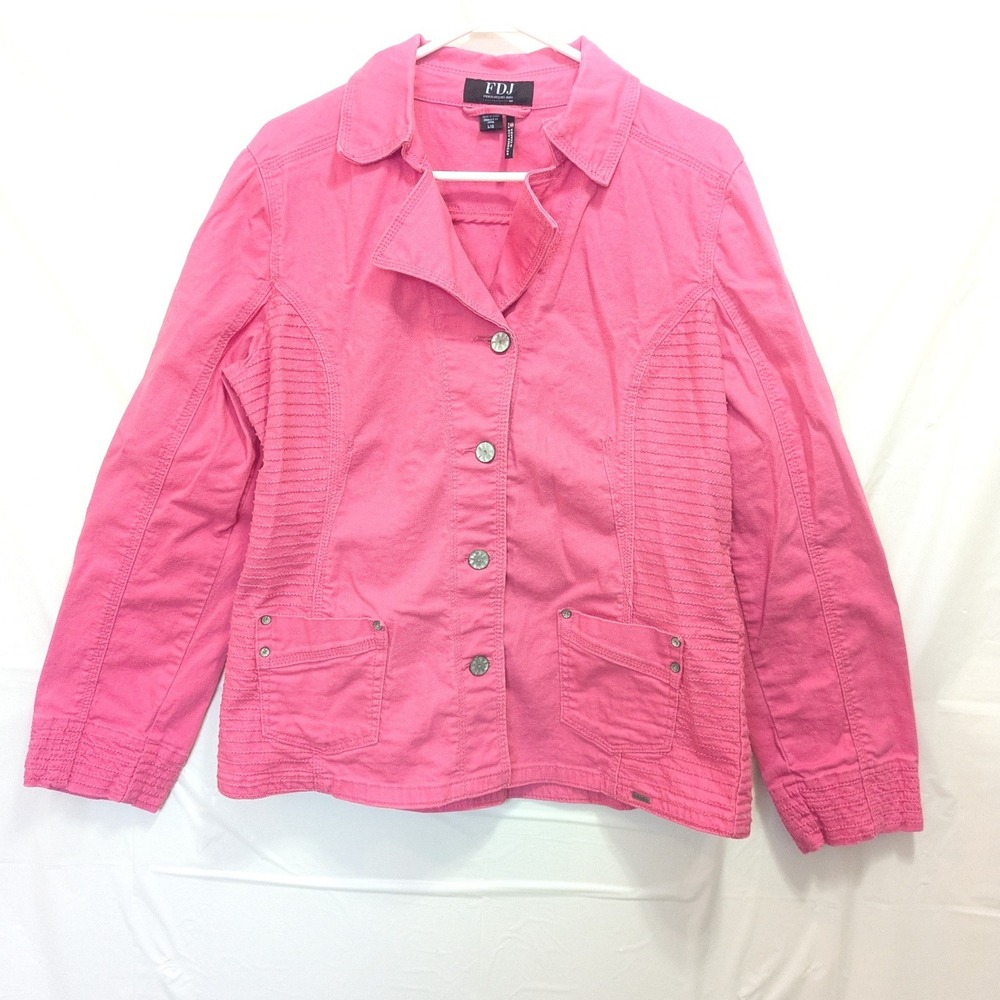 FDJ French Dressing‎ Jeans Pink Button Up Collared Jacket Womens L